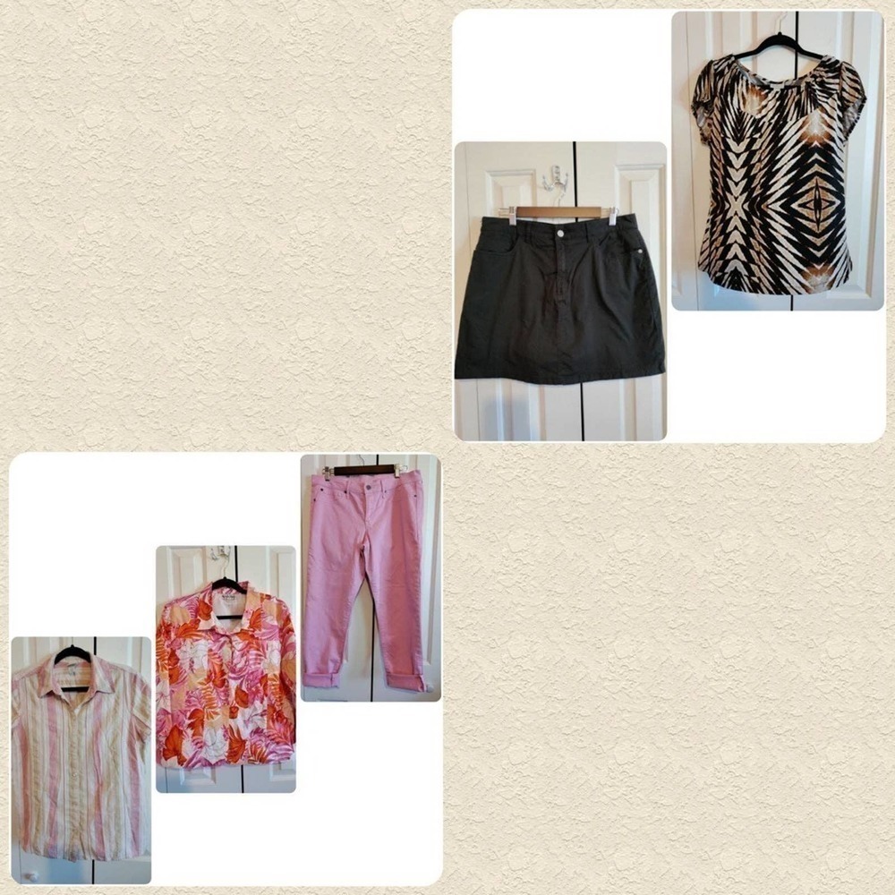 Woman lot tops and bottoms bundle Size 14 Lg 5 items